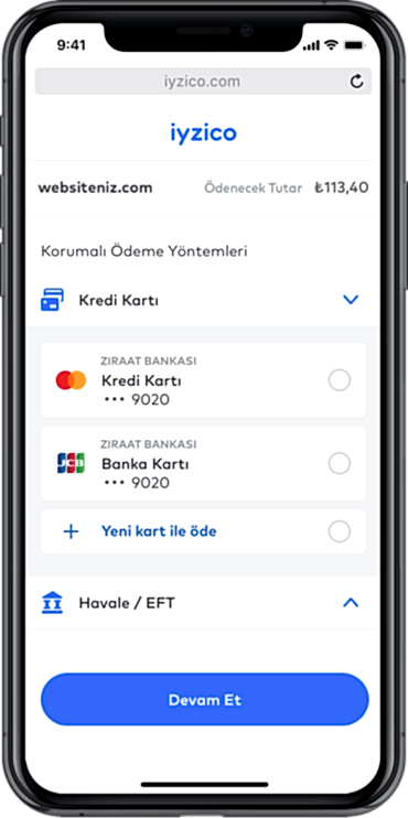 iyzico saklı kart ile ödeme